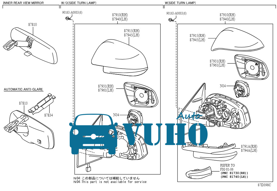 Mặt gương chiếu hậu xe Kia Cerato 2015 | 87621A7000