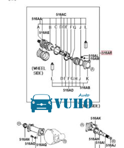 Alternative view of Đầu khẩu các đăng xe Hyundai Porter 2 | 491204A000